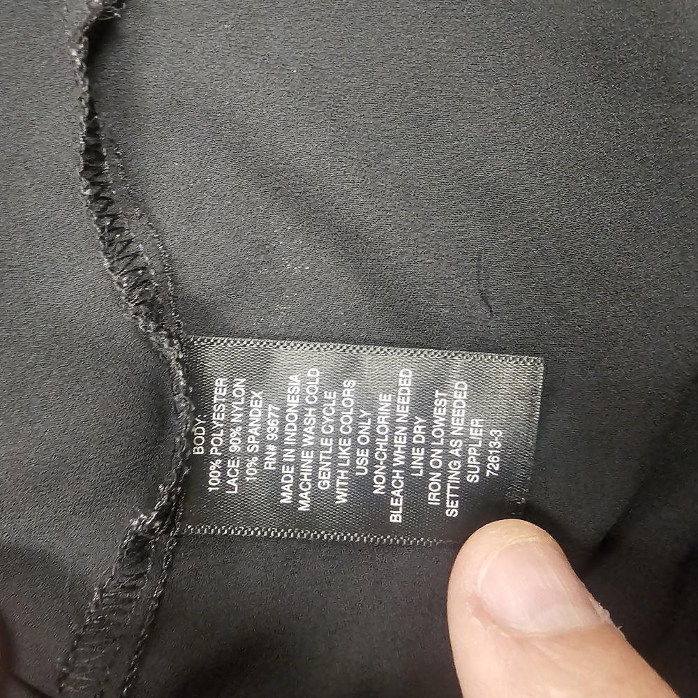 Old Navy Black Women's Blouse with Lace Detail - Picture 2 of 6